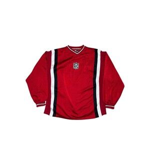 Vintage 90s NFL Red Long Sleeve V-Neck Jersey Shirt Size Large